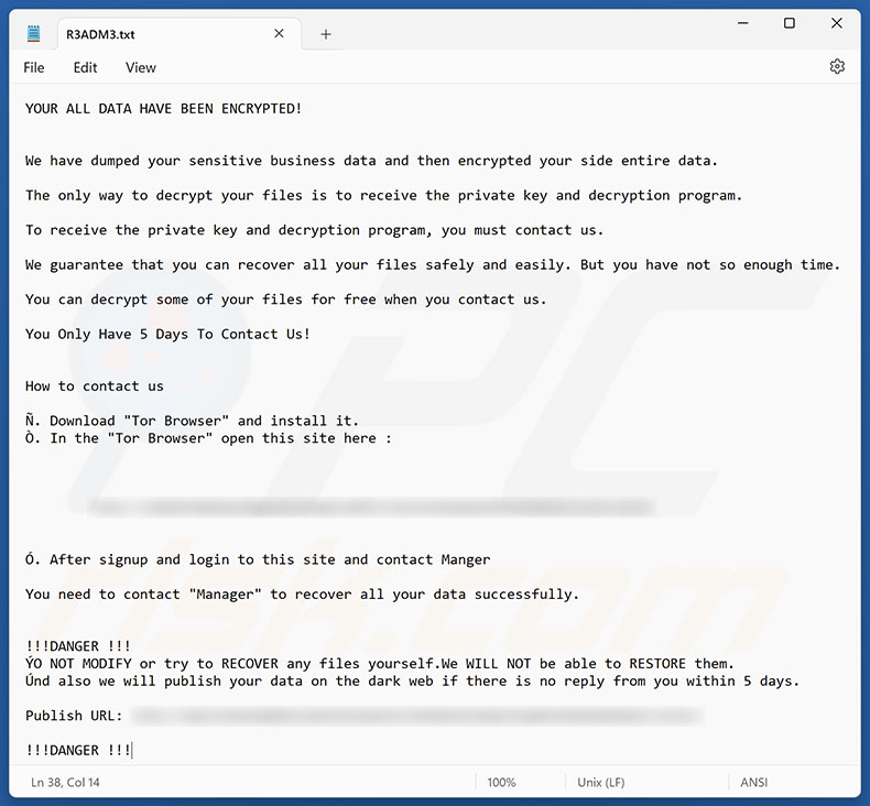 Nota de resgate do ransomware Gunra (R3ADM3.txt)