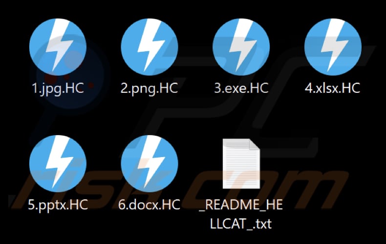 Ficheiros encriptados pelo HellCat ransomware (extensão .HC)