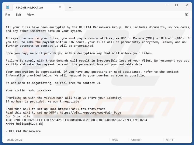 HellCat Ransomware segunda variante da nota de resgate (_README_HELLCAT_.txt)