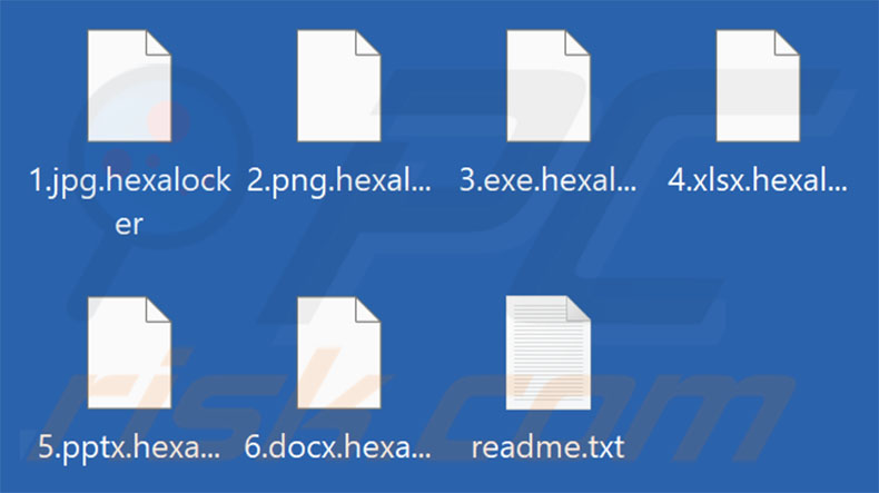 Ficheiros encriptados pelo ransomware HexaLocker (extensão .hexalocker)