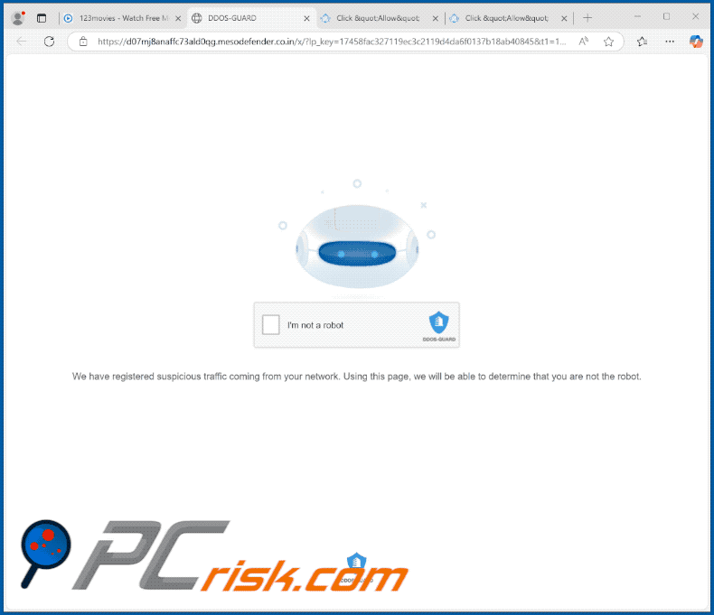 Aparência do site mesodefender.co[.]in (GIF)
