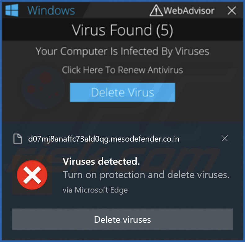 Anúncio exibido pela página web mesodefender.co[.]in
