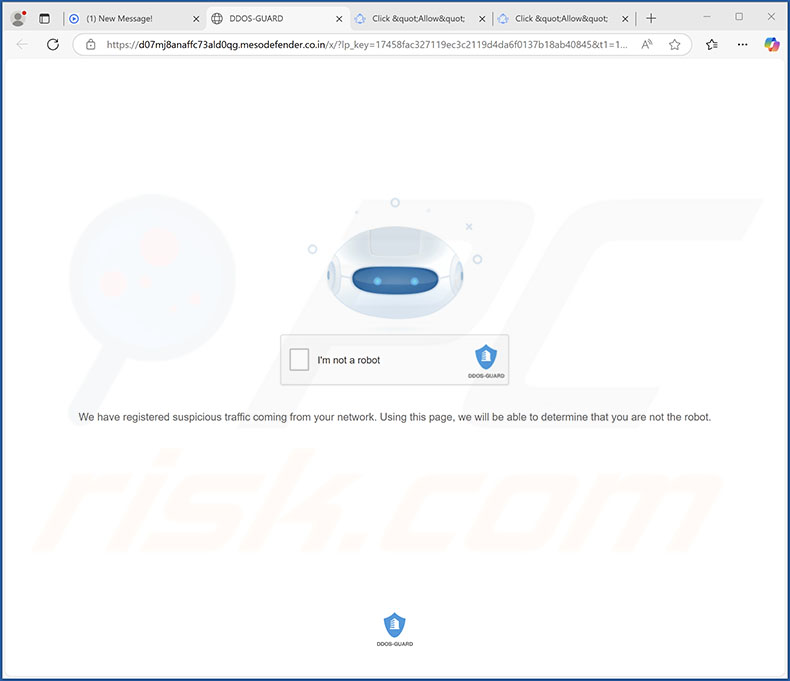 Redirecionamentos pop-up do mesodefender.co[.]in