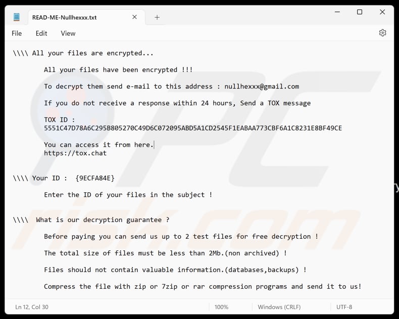 Nullhexxx ransomware ficheiro de texto (READ-ME-Nullhexxx.txt)