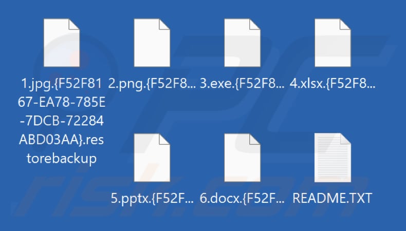 Ficheiros encriptados pelo ransomware RestoreBackup (extensão .restorebackup)