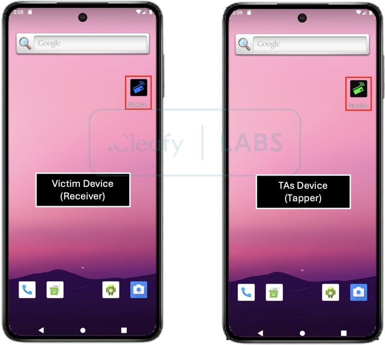 Aplicativos SuperCard X Malware Reader e Tapper em dispositivos