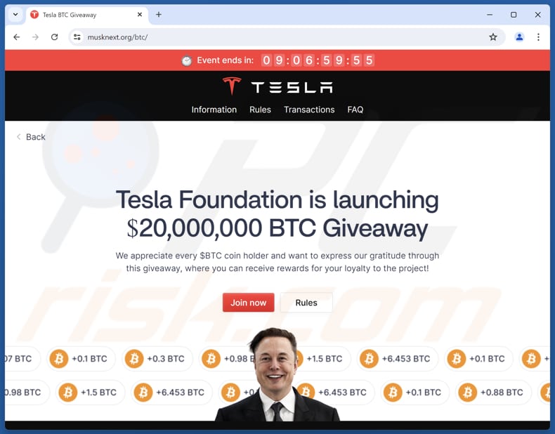 Tesla Foundation Giveaway Página dois do golpe