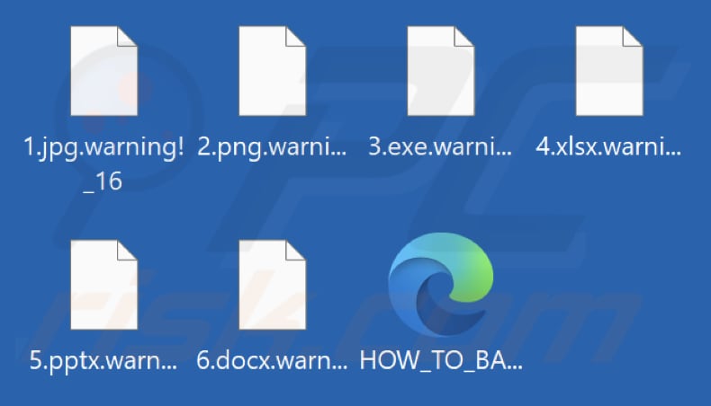 Ficheiros encriptados pelo ransomware Warning (extensão .warning!_16)
