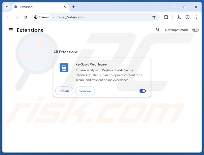 Removendo extensões do Google Chrome relacionadas ao keyguard-websecure.com