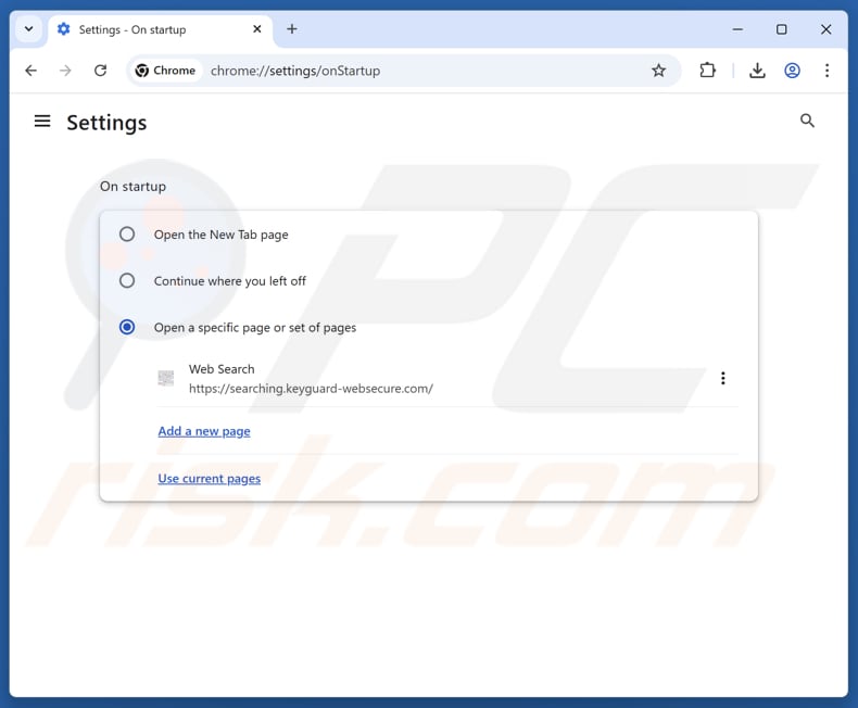Removendo Keyguard-websecure.com Redirecionar do Google Chrome