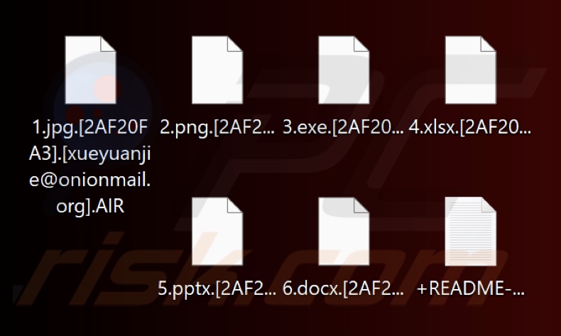Arquivos criptografados pelo ransomware AIR (Makop) (extensão .AIR)