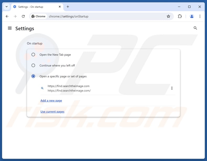 Removendo find.searchtheimage.com da página inicial do Google Chrome