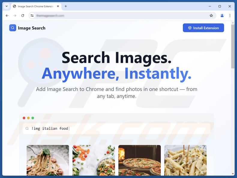 Site usado para promover o sequestrador de navegador Image Search