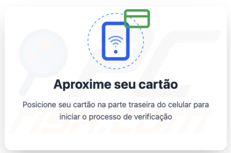 Ecrã exibido pelo malware PhantomCard 1 (tocar no cartão)