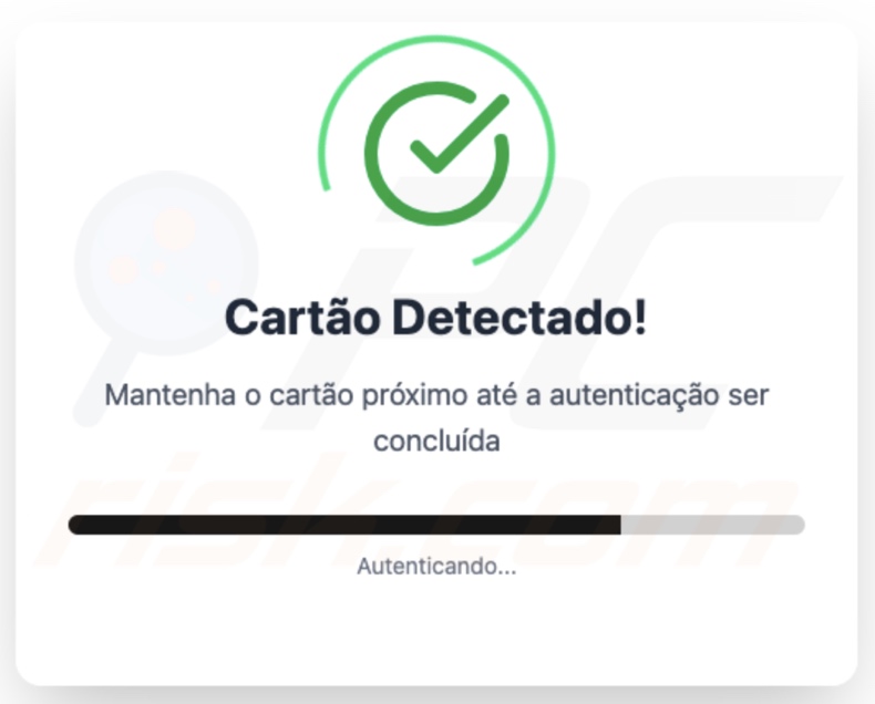 Ecrã 2 exibido pelo malware PhantomCard (cartão detetado)