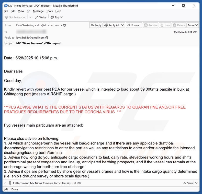 Malware QuirkyLoader a espalhar e-mail fraudulento 2
