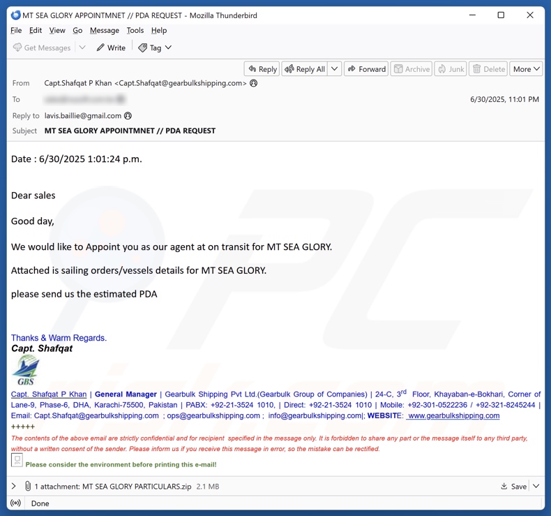 Malware QuirkyLoader a espalhar e-mail fraudulento 3