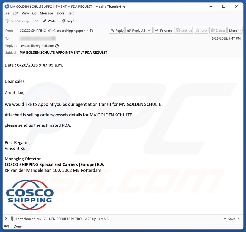 Malware QuirkyLoader a espalhar e-mail fraudulento 5
