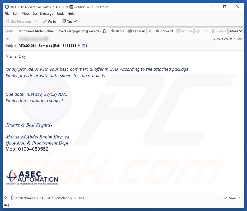 Malware QuirkyLoader a espalhar e-mail fraudulento 8