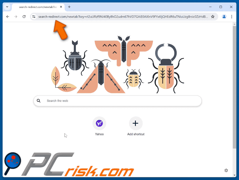 search-redirect.com redirecionando para o Yahoo (GIF)