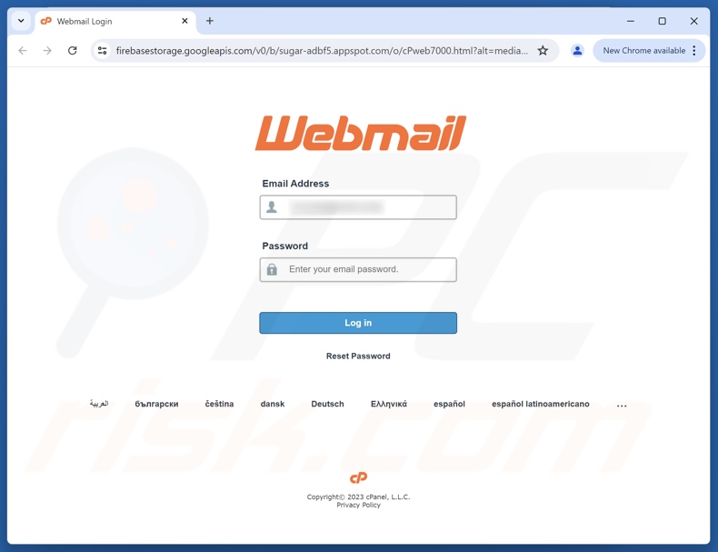 Site de phishing promovido pelo e-mail fraudulento Email On Hold