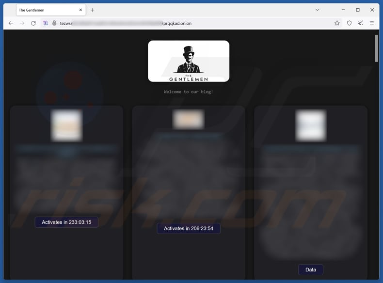 Site de fuga de dados do Gentlemen Ransomware
