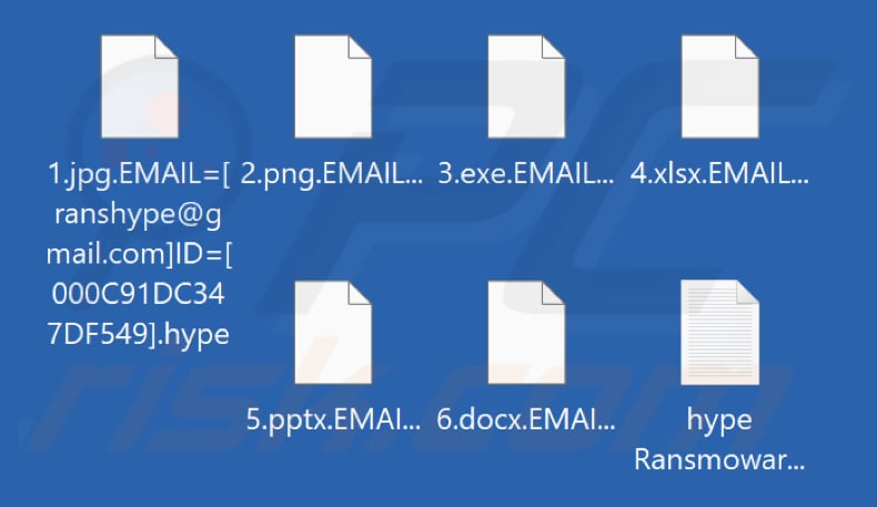 Ficheiros encriptados pelo ransomware Hype (extensão .hype)