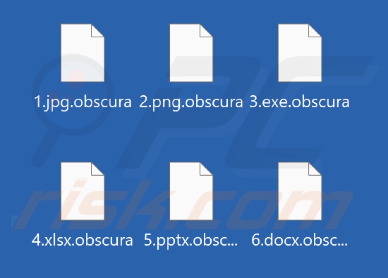 Arquivos criptografados pelo ransomware Obscura (extensão .obscura)