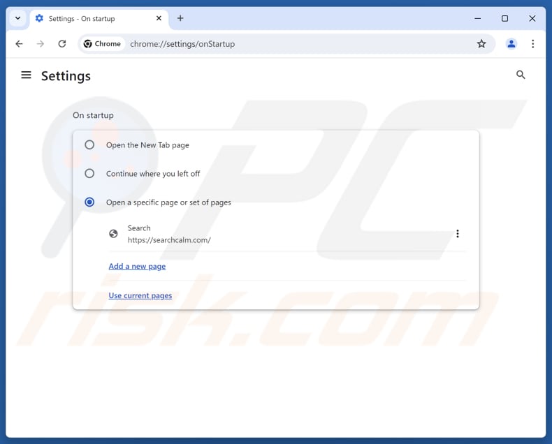 Removendo searchcalm.com da página inicial do Google Chrome
