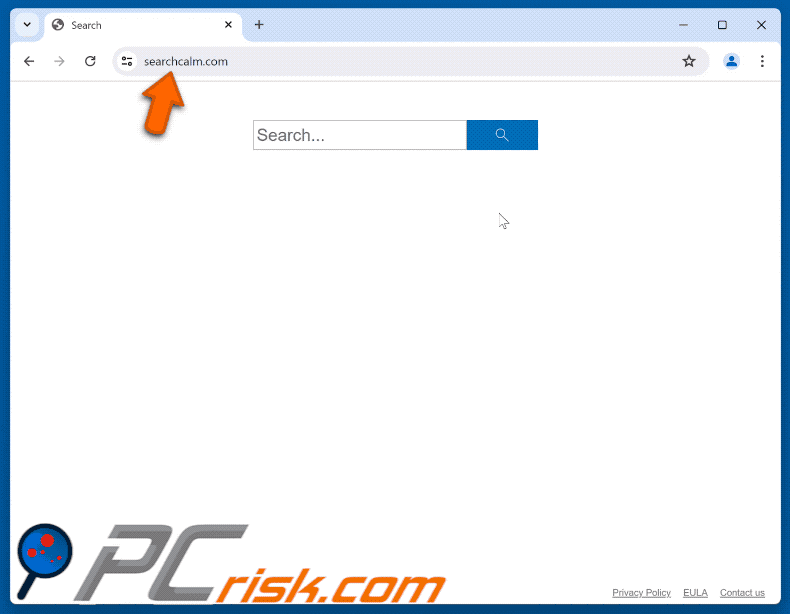 Searchcalm.com redireciona para bing.com através de finesearcher.com