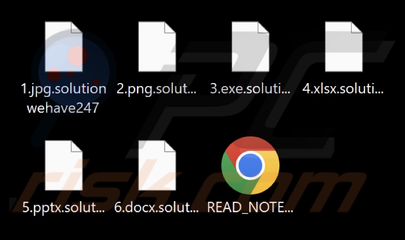 Arquivos criptografados pelo ransomware SolutionWeHave (extensão .solutionwehave247)