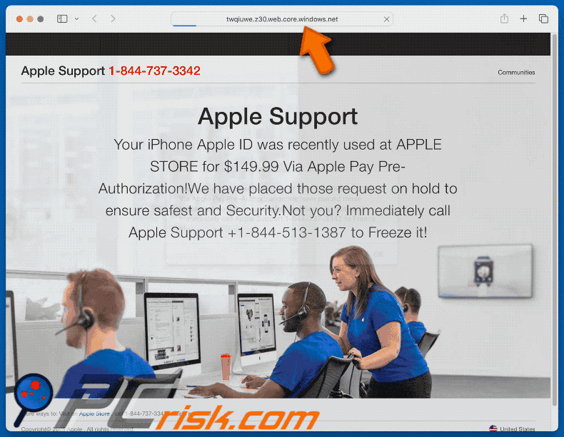 Aparência de Your Apple ID Was Recently Used At APPLE STORE fraude (GIF)