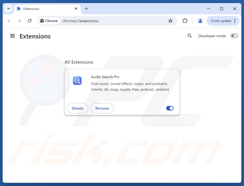 Removendo extensões do Google Chrome relacionadas ao audiosearchpro.com