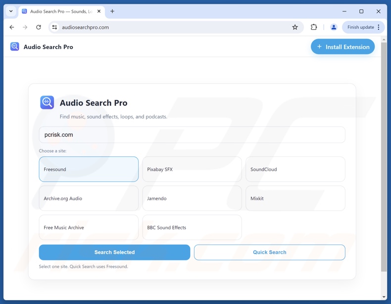 Audio Search Pro sequestrador de navegador