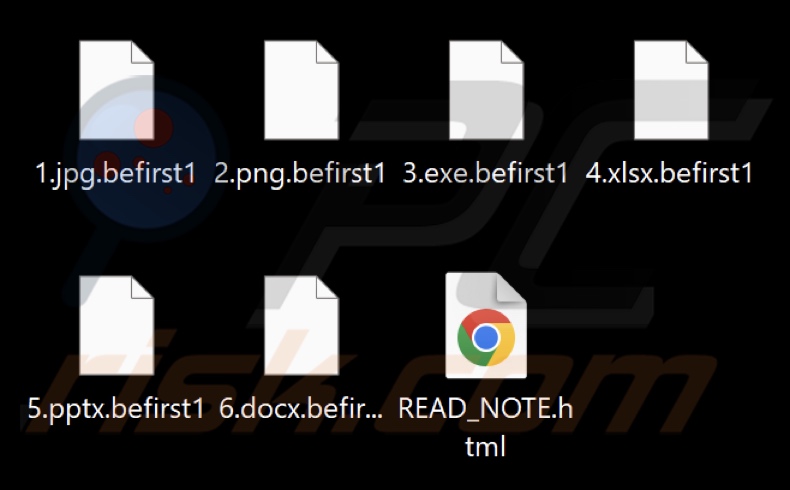 Ficheiros encriptados pelo ransomware BeFirst (extensão .befirst1)