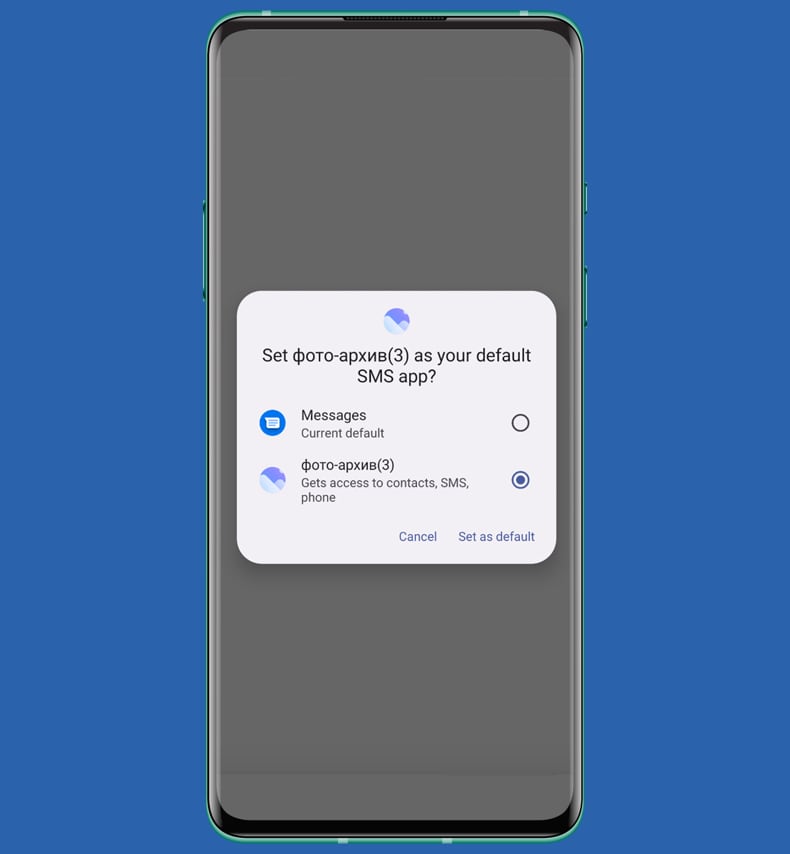 ClayRat malware solicita permissão para SMS (fonte: zimperium.com)