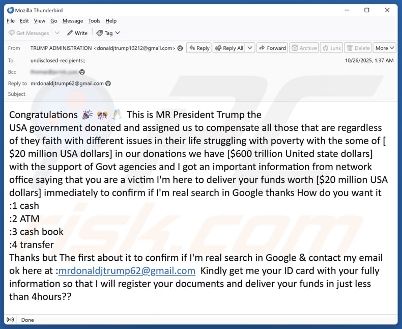 Email Account Failure Notice campanha de spam por e-mail