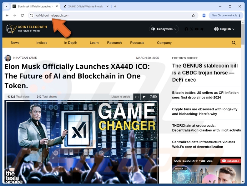 xAI Token Launch fraude que promove artigos falsos