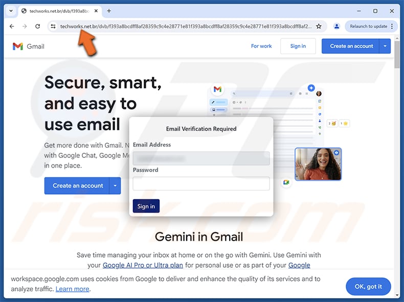 Encrypted Fax Document Received Página de phishing de e-mail fraudulento