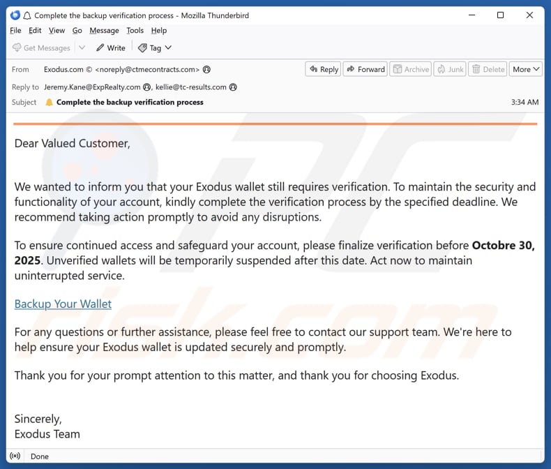 Email Account Failure Notice campanha de spam por e-mail
