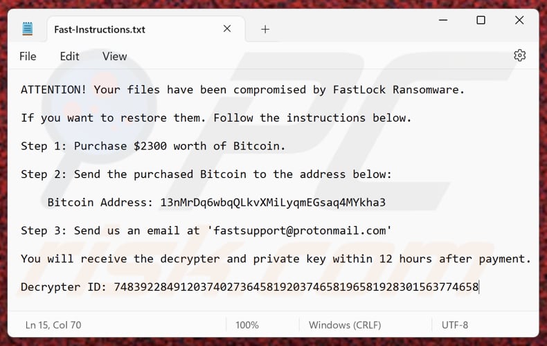 FastLock ransomware ficheiro de texto (Fast-Instructions.txt)