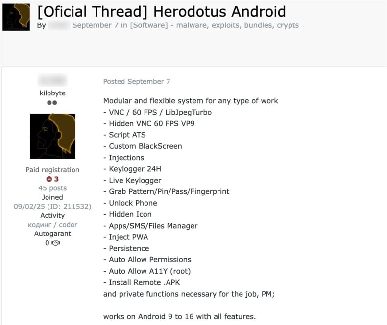 Herodotus android malware