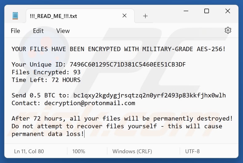 Ficheiro de texto do ransomware Jokdach (!!! _READ_ME_!!!.txt)