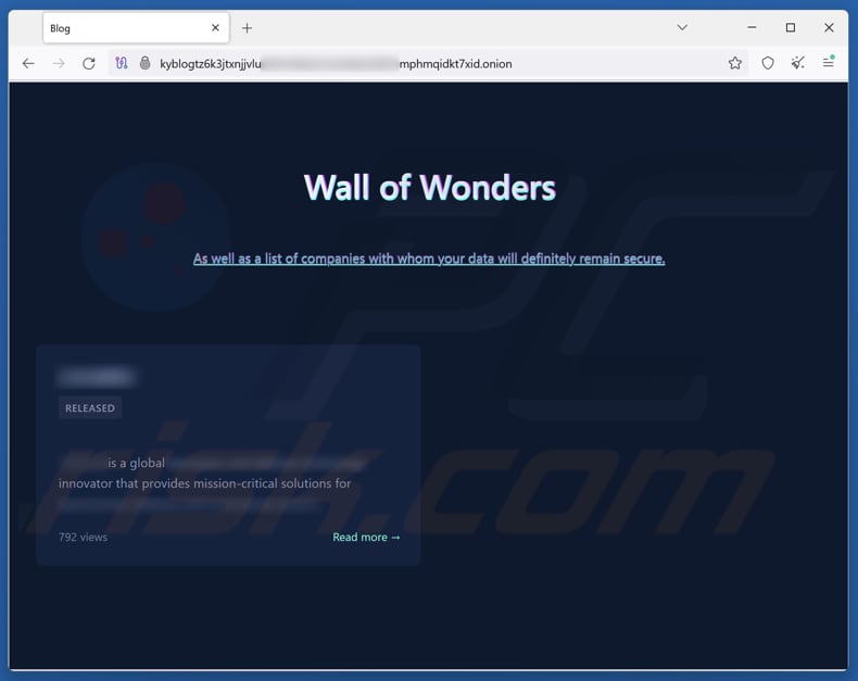 Kyber ransomware site com fuga de dados