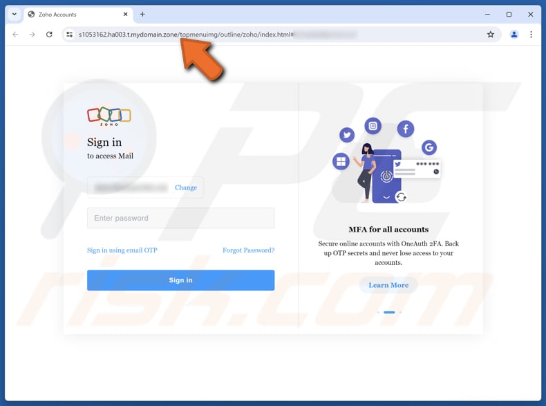 Meta Ads Critical Copyright Violations Página de phishing de e-mail fraudulento