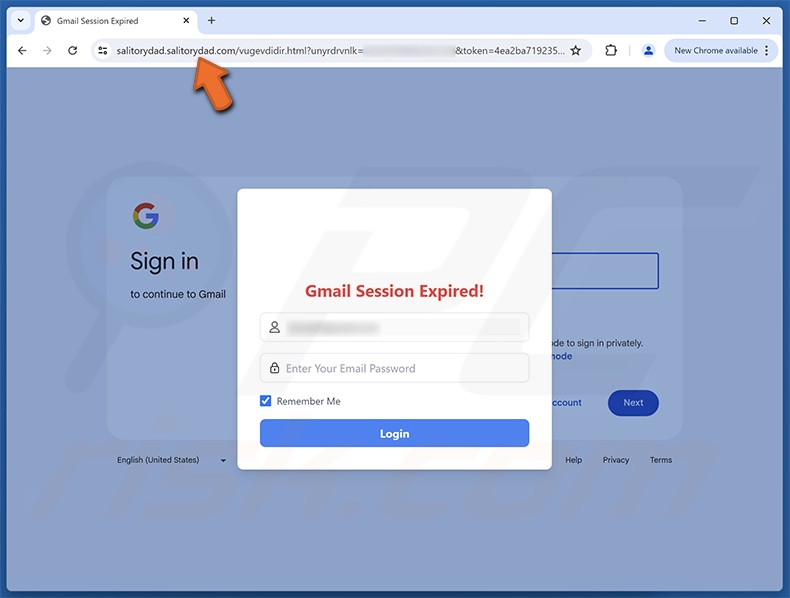 Neglect Of Prior Verification Alerts e-mail fraudulento promovendo site de phishing