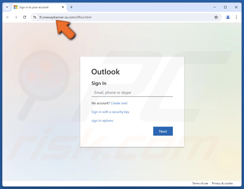 Office 365 Password Reset Request e-mail fraudulento promovendo site de phishing