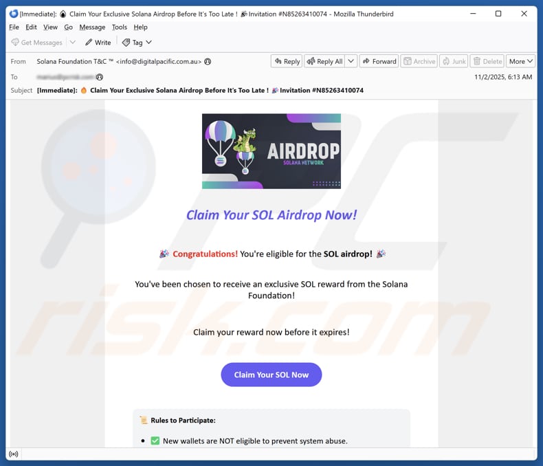 Email Account Failure Notice campanha de spam por e-mail