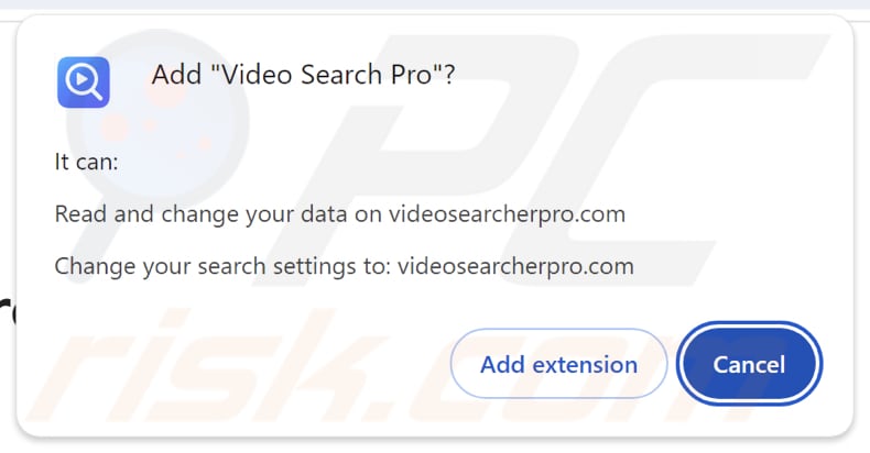 Video Search Pro sequestrador de navegador a pedir permissões