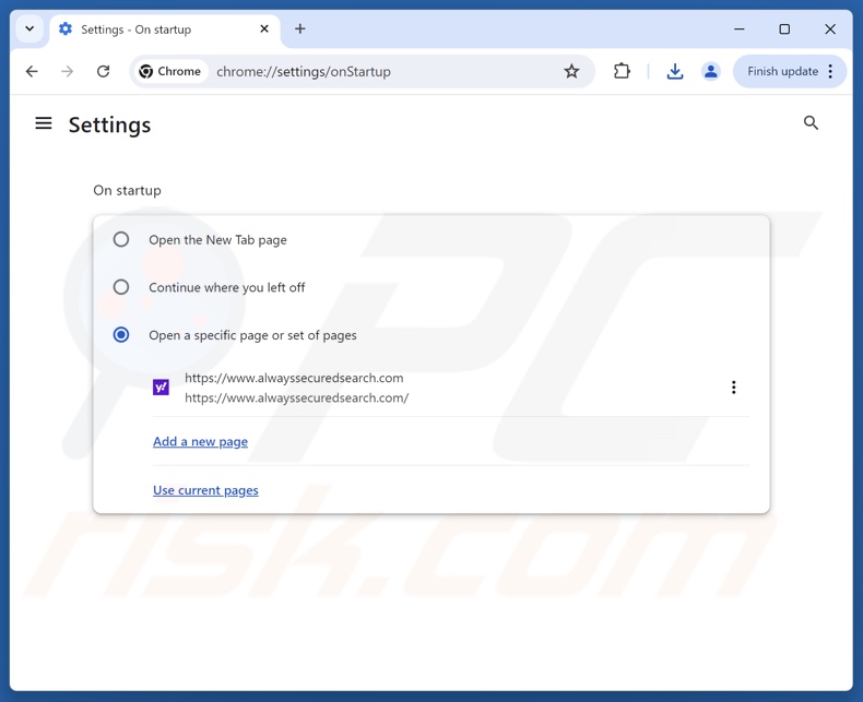 Removendo alwayssecuredsearch.com da página inicial do Google Chrome